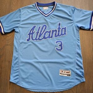 Vintage Majestic Atlanta Braves Dale Murphy #3 Cooperstown Jersey 1982 Throwback